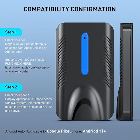 محول CarPlay اللاسلكي وAndroid Auto، 4 في 1 AI Box Lite لسيارات CarPlay السلكية أو Android Auto، اتصال ثنائي القناة، التوصيل والتشغيل، مع وظيفة Airplay MirroCast in Kuwait