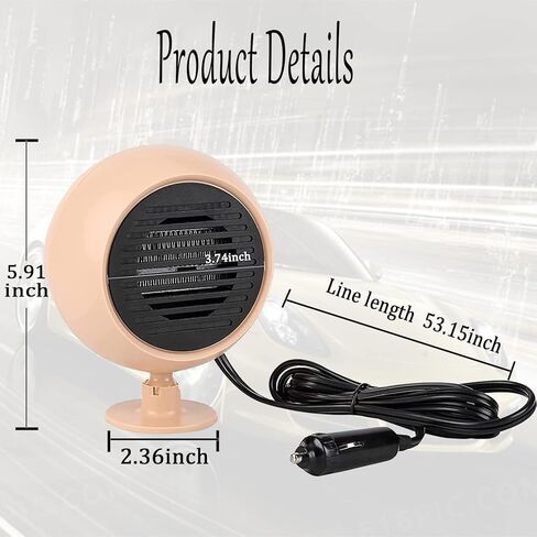 جانجلب سخان سيارة محمول 12 فولت 180 واط، سخان هواء للسيارة صغير بسرعة 2 في 1، مزيل الجليد للزجاج الامامي، مزيل الصقيع 360 درجة قابل للدوران 360 درجة ومزيل الضباب للسيارة وسيارات الدفع الرباعي وغيرها in Kuwait