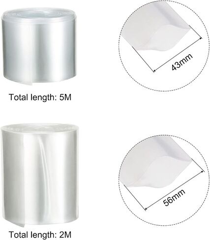 MECCANIXITY Battery Wrap PVC Heat Shrink Tubing 43mm and 56mm Flat 6.6ft Clear Good Insulation for 26650 AAA Battery in Saudi Arabia