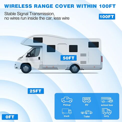 Wireless Backup Camera 5" Monitor, 1080P HD License Plate Camera w/ 100ft Stable Signal for Rear View Car Pickup Truck Sedan Rv Van Camper, Night Vision& Waterproof System CF3 in Kuwait