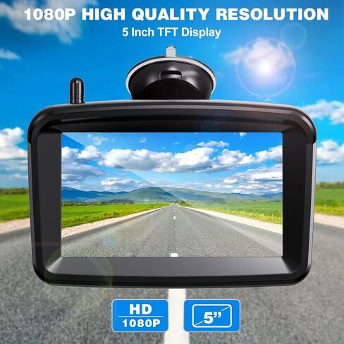 Wireless Backup Camera 5" Monitor, 1080P HD License Plate Camera w/ 100ft Stable Signal for Rear View Car Pickup Truck Sedan Rv Van Camper, Night Vision& Waterproof System CF3 in Kuwait