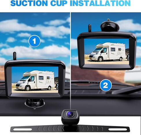Wireless Backup Camera 5" Monitor, 1080P HD License Plate Camera w/ 100ft Stable Signal for Rear View Car Pickup Truck Sedan Rv Van Camper, Night Vision& Waterproof System CF3 in Kuwait