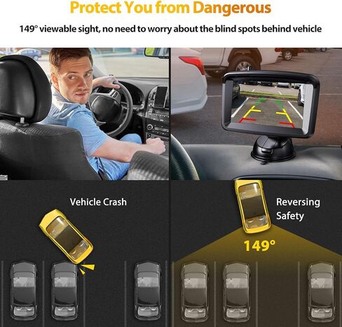 Wireless Backup Camera 5" Monitor, 1080P HD License Plate Camera w/ 100ft Stable Signal for Rear View Car Pickup Truck Sedan Rv Van Camper, Night Vision& Waterproof System CF3 in Kuwait