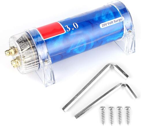 مكثف صوت السيارة من ديوكون، 3.0 مكثف طاقة صوت سيارة فاراد 3.0 منظم مضخم تثبيت اللون الأزرق قطع غيار السيارات المعدلة in Kuwait