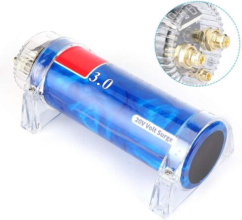 مكثف صوت السيارة من ديوكون، 3.0 مكثف طاقة صوت سيارة فاراد 3.0 منظم مضخم تثبيت اللون الأزرق قطع غيار السيارات المعدلة in Kuwait