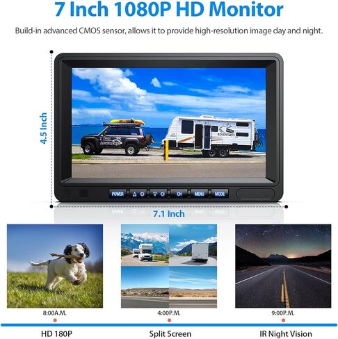 نظام كاميرا احتياطية لاسلكية من ZEROXCLUB مع شاشة لمس DVR مزدوجة/رباعية مقاس 7 بوصات تعمل باللمس، IP69 مقاومة للماء HD 1080P لاسلكية 2 كاميرا رؤية جانبية للرؤية الخلفية لشاحنة مقطورة RV العجلة الخامسة، BW702 in Kuwait