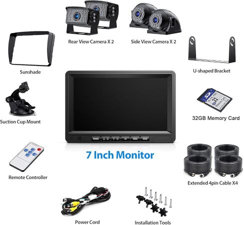 نظام كاميرا احتياطية لاسلكية من ZEROXCLUB مع شاشة لمس DVR مزدوجة/رباعية مقاس 7 بوصات تعمل باللمس، IP69 مقاومة للماء HD 1080P لاسلكية 2 كاميرا رؤية جانبية للرؤية الخلفية لشاحنة مقطورة RV العجلة الخامسة، BW702 in Kuwait