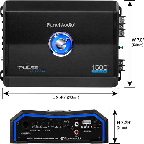 Planet Audio PL1500.1M Monoblock Car Amplifier - 1500 Watts, 2/4 Ohm Stable, Class A/B, Mosfet Power Supply in Saudi Arabia