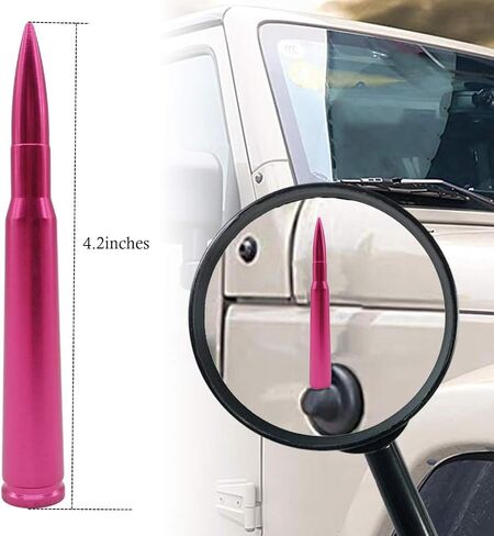 هوائي رصاصة للسيارة مقاس 4.2 بوصة لشاحنات دودج رام تشيفي سيلفرادو 2007-2019 وجي إم سي سييرا 2007-2018 - هوائي بديل سميك قصير من الألومنيوم متعدد الاستخدامات (فضي) in Kuwait