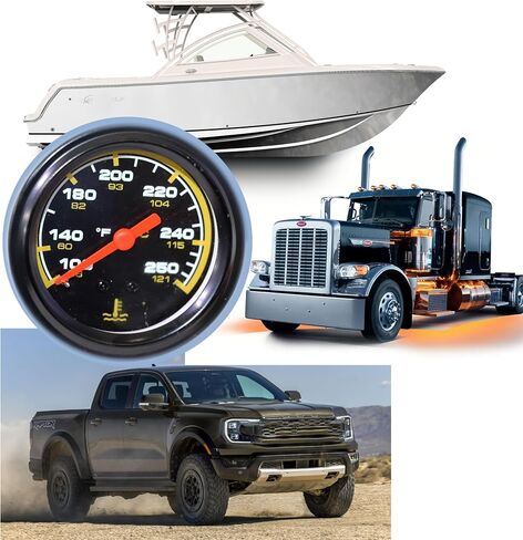 High-Precision 2" 52mm Water Temperature Gauge with Backlight - 100-250℉ Water Temp Thermometer Kit for DC12V Vehicles: Cars, Trucks, Boats, and More in Saudi Arabia