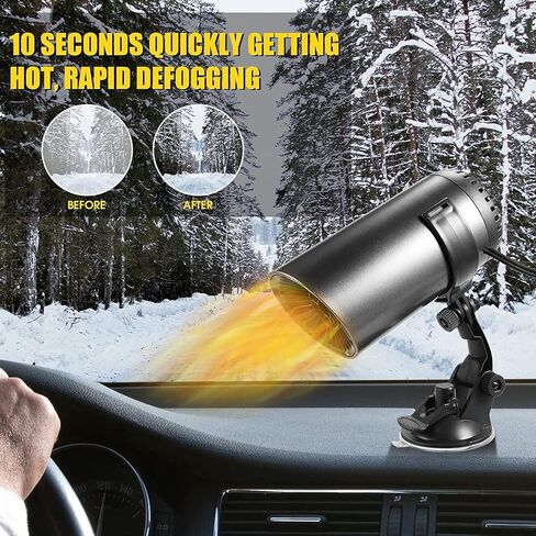 G · PEH Car Heater Plug in Defogger & Defroster 12V 150W 360 Degree Rotation Portable Car Electric Heating Cooling Fan with Suction Cup Car Windshield Defroster for All Cars in Kuwait