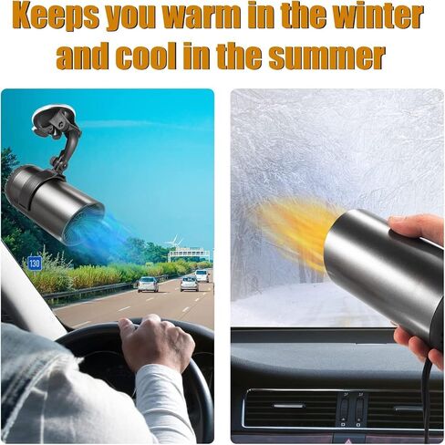 G · PEH Car Heater Plug in Defogger & Defroster 12V 150W 360 Degree Rotation Portable Car Electric Heating Cooling Fan with Suction Cup Car Windshield Defroster for All Cars in Kuwait