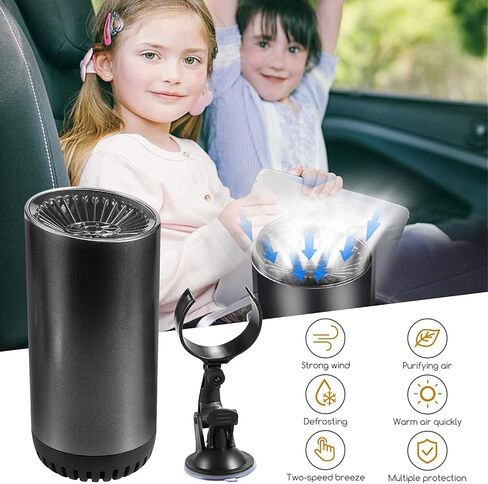 G · PEH Car Heater Plug in Defogger & Defroster 12V 150W 360 Degree Rotation Portable Car Electric Heating Cooling Fan with Suction Cup Car Windshield Defroster for All Cars in Kuwait