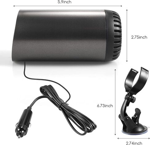 G · PEH Car Heater Plug in Defogger & Defroster 12V 150W 360 Degree Rotation Portable Car Electric Heating Cooling Fan with Suction Cup Car Windshield Defroster for All Cars in Kuwait