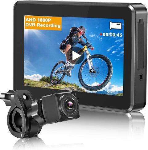 كاميرا رؤية خلفية للدراجة من اتوفانكا مع تسجيل 4.3 انش HD 1080P كاميرا رؤية خلفية للدراجة مقاومة للماء IP68 متوافقة مع الدراجة الالكترونية والجبلية ودراجة الطريق in Kuwait