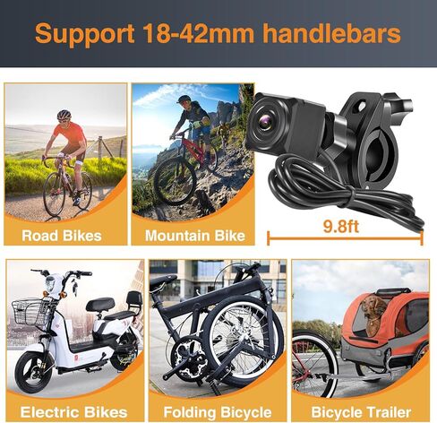 كاميرا رؤية خلفية للدراجة من اتوفانكا مع تسجيل 4.3 انش HD 1080P كاميرا رؤية خلفية للدراجة مقاومة للماء IP68 متوافقة مع الدراجة الالكترونية والجبلية ودراجة الطريق in Kuwait