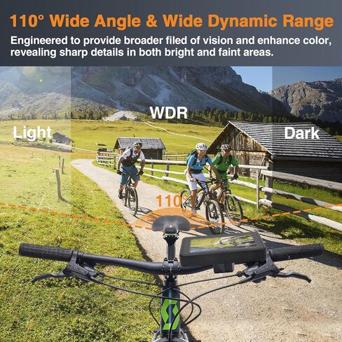 كاميرا رؤية خلفية للدراجة من اتوفانكا مع تسجيل 4.3 انش HD 1080P كاميرا رؤية خلفية للدراجة مقاومة للماء IP68 متوافقة مع الدراجة الالكترونية والجبلية ودراجة الطريق in Kuwait