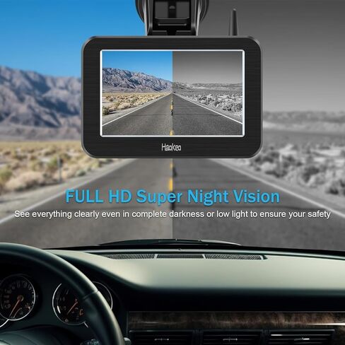 Magnetic Solar Wireless Backup Camera with HD1080P 5 Inch Monitor, Rechargeable Waterproof IR Night Vision Camera, No Wiring No Drilling, for Front/Rear View Camera System for Trailer/Truck/RV/Caravan in Kuwait