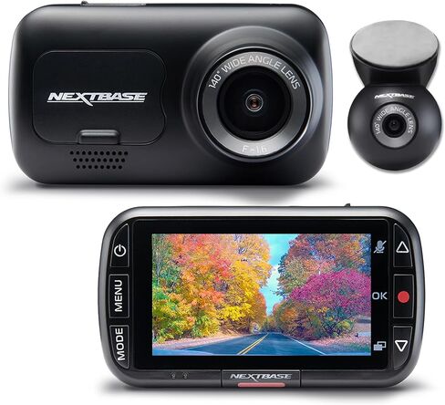 Nextbase 222XR 1080p Dash Cam + كاميرا خلفية عالية الدقة في كاميرا صغيرة للسيارة مع وضع ركن السيارة، رؤية ليلية، تسجيل تلقائي للحلقة وحماية الملفات، موثوقة ومتينة in Kuwait