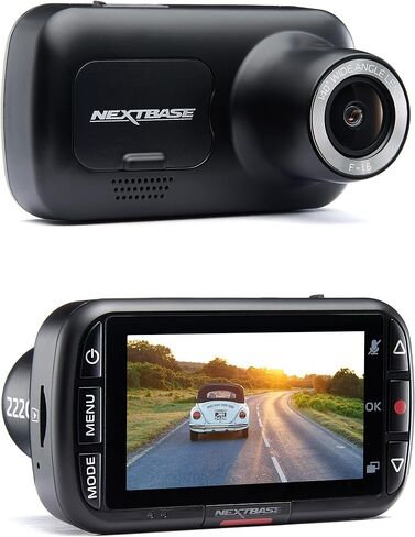 Nextbase 222XR 1080p Dash Cam + كاميرا خلفية عالية الدقة في كاميرا صغيرة للسيارة مع وضع ركن السيارة، رؤية ليلية، تسجيل تلقائي للحلقة وحماية الملفات، موثوقة ومتينة in Kuwait