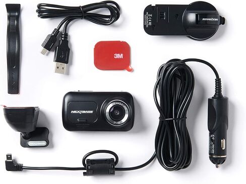 Nextbase 222XR 1080p Dash Cam + كاميرا خلفية عالية الدقة في كاميرا صغيرة للسيارة مع وضع ركن السيارة، رؤية ليلية، تسجيل تلقائي للحلقة وحماية الملفات، موثوقة ومتينة in Kuwait