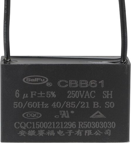 YOKIVE Ceiling Fan Capacitor CBB61, Metallized Polypropylene Film Capacitor Great for Fans Pumps Motors Running (6uF 250V AC 2 Wires 50/60Hz) in Saudi Arabia