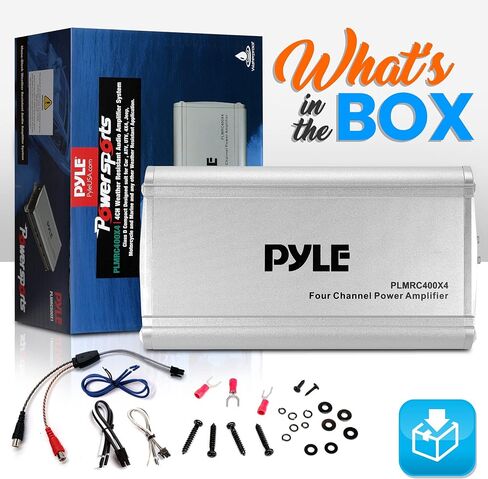 PyleUsa 4-Channel Weather-Resistant Audio Amplifier System - Class D Compact Designed Suit for Car, ATV, UTV, 4X4, Jeep, Motorcycle and Marine, and Any Other Weather Resistant Application in Kuwait