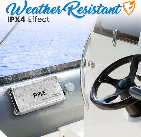 PyleUsa 4-Channel Weather-Resistant Audio Amplifier System - Class D Compact Designed Suit for Car, ATV, UTV, 4X4, Jeep, Motorcycle and Marine, and Any Other Weather Resistant Application in Kuwait