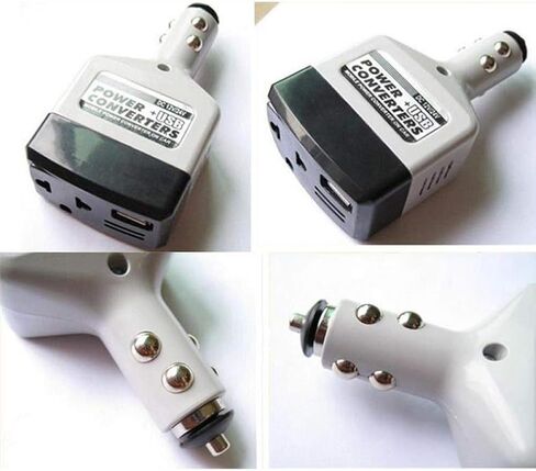 رمادي السيارات المحمولة تيار مستمر 12 فولت/24 فولت إلى التيار المتناوب 220 فولت USB محول طاقة السيارة محول مهايئ شاحن ملحقات الصوت والفيديو in Kuwait