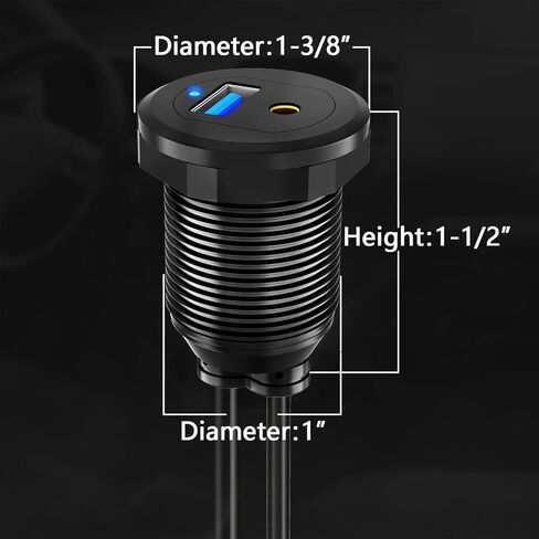 BATIGE 2 حزمة من سبيكة USB 3.0 AUX DC3.5 مم منفذ شاحن السيارة للوحة لوحة لوحة القيادة للدراجات النارية مع مؤشر LED - 3 أقدام in Kuwait