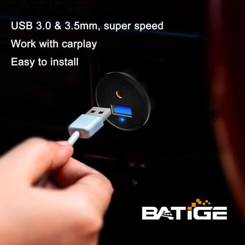 BATIGE 2 حزمة من سبيكة USB 3.0 AUX DC3.5 مم منفذ شاحن السيارة للوحة لوحة لوحة القيادة للدراجات النارية مع مؤشر LED - 3 أقدام in Kuwait