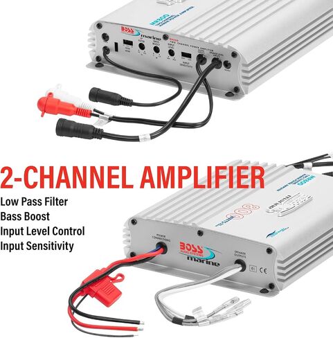 BOSS Audio Systems MR800 Marine Grade 800 Watt, 2 Channel, 2 4 Ohm Stable Class AB, Full Range, Bridgeable, Mosfet Power Supply Amplifier with Remote Subwoofer Control in Saudi Arabia