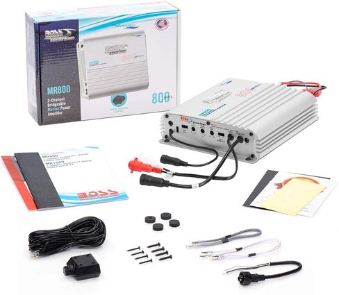 BOSS Audio Systems MR800 Marine Grade 800 Watt, 2 Channel, 2 4 Ohm Stable Class AB, Full Range, Bridgeable, Mosfet Power Supply Amplifier with Remote Subwoofer Control in Saudi Arabia