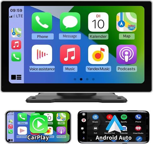 AWESAFE Wireless Apple Carplay Android Auto Screen, 9 Inch Portable Car Radio Receiver Compatible with Bluetooth Online GPS Navigation Voice Control in Saudi Arabia