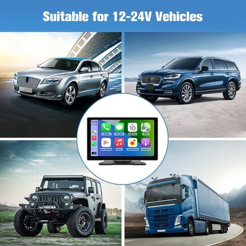 AWESAFE Wireless Apple Carplay Android Auto Screen, 9 Inch Portable Car Radio Receiver Compatible with Bluetooth Online GPS Navigation Voice Control in Saudi Arabia