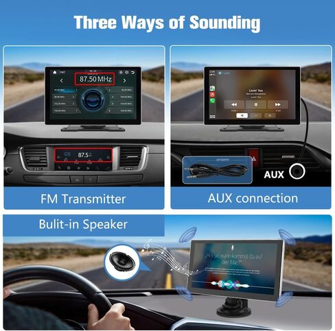 AWESAFE Wireless Apple Carplay Android Auto Screen, 9 Inch Portable Car Radio Receiver Compatible with Bluetooth Online GPS Navigation Voice Control in Saudi Arabia
