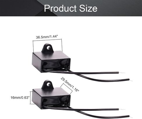 Fielect 2pcs CBB61 Run Capacitor 450V AC 2uF 2 Wires Metallized Polypropylene Film Capacitors for Ceiling Fan in Saudi Arabia