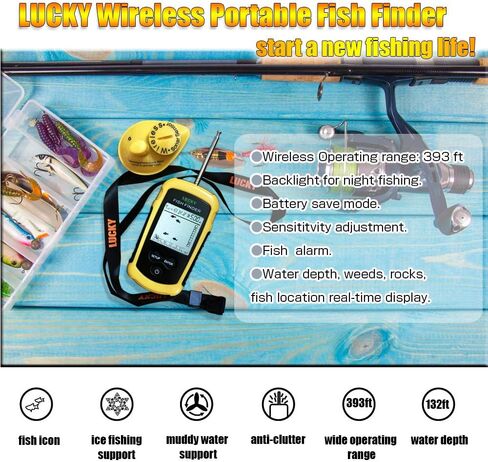 قارب محدِّد العمق بشاشة LCD محمول من LUCKY Castable اللاسلكي لأسماك الكاياك المثبتة على شكل سمكة الثلج in Kuwait