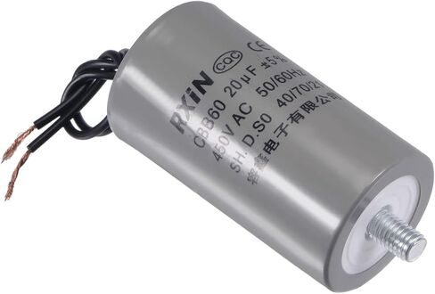 YOKIVE CBB60 Run Capacitor, 450V AC 20uF 50/60Hz with M8 Fixing Stud Run Round Capacitor, Low Loss, Great for Washing Machines Motor (Black, 74x40mm) in Saudi Arabia