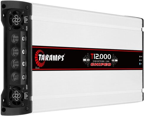 Taramps T 12.000 Chipeo 12000W RMS 1 Ohm High Performance، 1 قناة صوت السيارة، أمبير عالي الطاقة، الفئة D، طاقة الخرج 12.6~14.4VDC، مضخم صوت أحادي الكتلة، أبيض in Saudi Arabia