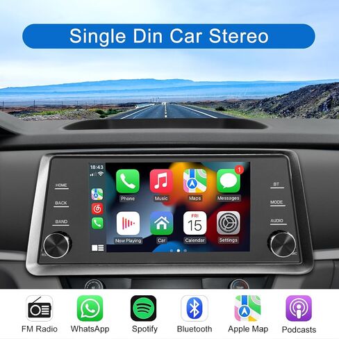 Single Din Car Stereo Wireless Apple Carplay Wireless Android Auto,5 Inch IPS Touch Screen Car Radio Head Unit with Bluetooth Mirror Link EQ Type C USB, FM/SWC/MIC/AUX in Saudi Arabia