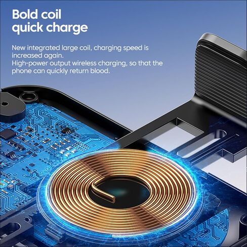 شاحن سيارة لاسلكي، حامل هاتف شاحن سيارة بقدرة 15 واط، شاحن هاتف سيارة لاسلكي مع خطاف معدني فولاذي متين، حامل هاتف سيارة ثابت شاحن لاسلكي مناسب لسلسلة iPhone وAndroid in Kuwait