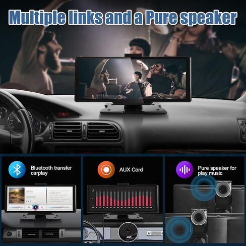 9.6" Portable Apple CarPlay Screen & Android Auto Wireless Display Car Stereo, 2.5K Front Cam and 1600P Dash Cam,Built-in Bluetooth/AUX/FM,Car Audio Receivers in Kuwait
