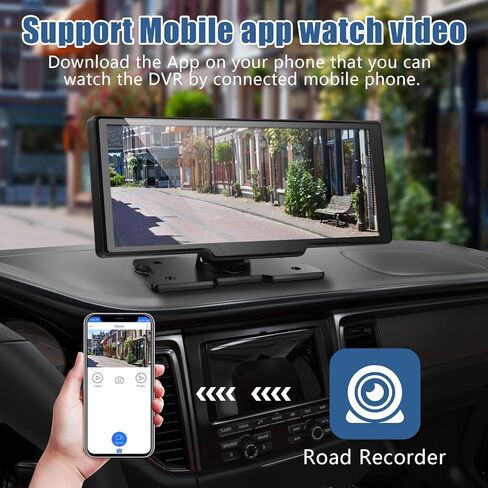 9.6" Portable Apple CarPlay Screen & Android Auto Wireless Display Car Stereo, 2.5K Front Cam and 1600P Dash Cam,Built-in Bluetooth/AUX/FM,Car Audio Receivers in Kuwait