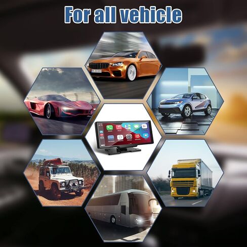 9.6" Portable Apple CarPlay Screen & Android Auto Wireless Display Car Stereo, 2.5K Front Cam and 1600P Dash Cam,Built-in Bluetooth/AUX/FM,Car Audio Receivers in Kuwait