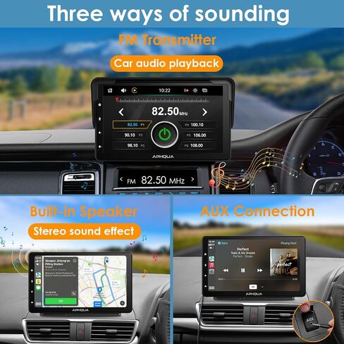 أحدث أجهزة Apple Carplay & Android Auto اللاسلكية لعام 2023، شاشة Carplay محمولة للسيارة، ستيريو سيارة بشاشة لمس IPS مقاس 7 بوصة مع مظلة قابلة للفصل، بلوتوث 5.0، جهاز إرسال AUX/FM يدعم معظم موديلات السيارات in Kuwait