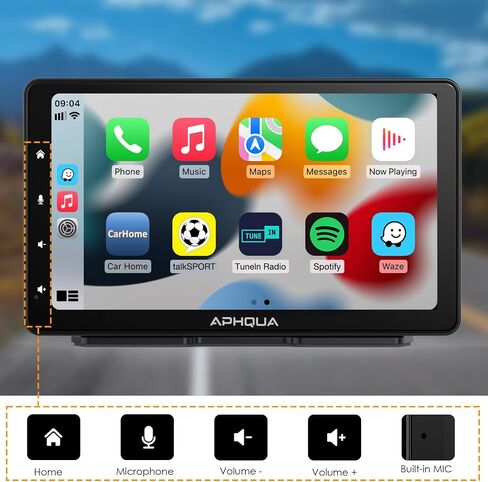 أحدث أجهزة Apple Carplay & Android Auto اللاسلكية لعام 2023، شاشة Carplay محمولة للسيارة، ستيريو سيارة بشاشة لمس IPS مقاس 7 بوصة مع مظلة قابلة للفصل، بلوتوث 5.0، جهاز إرسال AUX/FM يدعم معظم موديلات السيارات in Kuwait