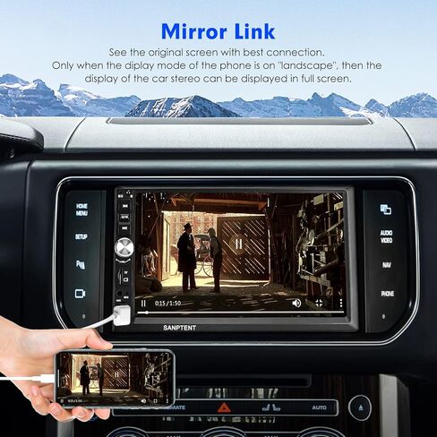Double Din Car Stereo Compatible with Apple Carplay and Android Auto, 7-Inch HD Touchscreen with Voice Control, Mirror Link, Rear View Camera, Bluetooth, AM/FM Radio Audio Receiver, USB/TF/AUX Port in Kuwait