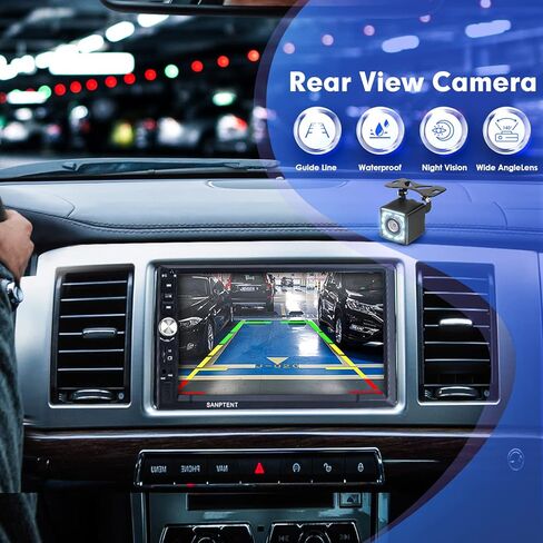 Double Din Car Stereo Compatible with Apple Carplay and Android Auto, 7-Inch HD Touchscreen with Voice Control, Mirror Link, Rear View Camera, Bluetooth, AM/FM Radio Audio Receiver, USB/TF/AUX Port in Kuwait