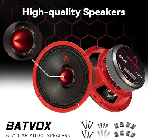 MX40P1 Loudspeaker 4 Inch Midrange 120 Watts 4 Ohms Red Dust Cap, Premium Quality Audio Door Speakers for Car or Truck Stereo Sound System, Black (2 Speakers) in Saudi Arabia